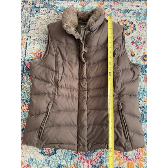 Vtg Eddie Bauer Goose Down Vest with Faux Fur Collar Women's Size Large‎ - Picture 5 of 9